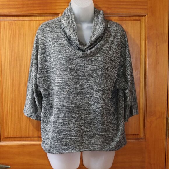 Dress Barn Gray Heathered Oversized Cowl Neck Sweater Medium - Picture 2 of 9
